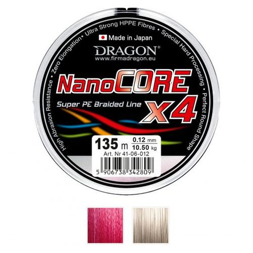 Шнур Dragon PDF-41-06-008 NanoCORE X4 135m 0.08mm 6.10kg Срий /Momoi (PDF-41-06-008) фото №1