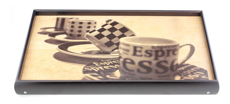 Столик поднос на ножках L Коричневый Чашки эспрессо (SNL1113) фото №1