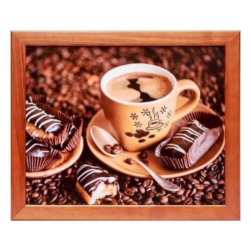 Поднос на мягкой подушке BST 710079 Коричневый кофе и Шоколадные печенье фото №2