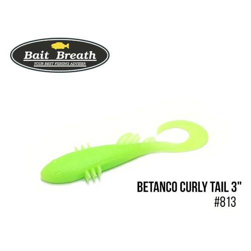 Приманка Bait Breath BeTanCo Curly Tail 3 6 шт (S813 Glow Lime Chart) фото №1