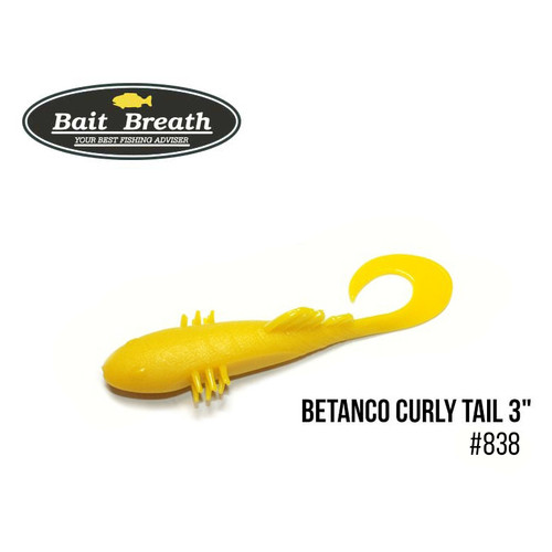 Приманка Bait Breath BeTanCo Curly Tail 3 6 шт (S838 Banana Yellow) фото №1