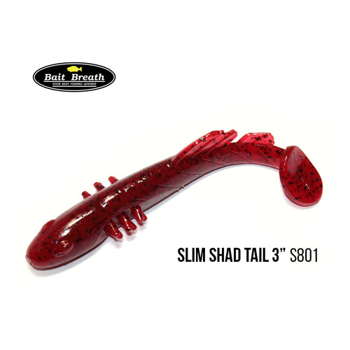 Приманка Bait Breath BeTanCo Shad Tail Slim 3 8шт (S801 Red/Seed) фото №1