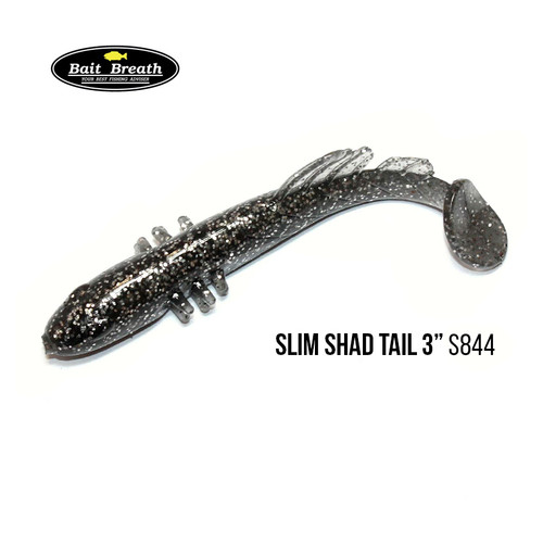 Приманка Bait Breath BeTanCo Shad Tail Slim 3 8шт (S844 KATAKUCHI (smoke Silver)) фото №1