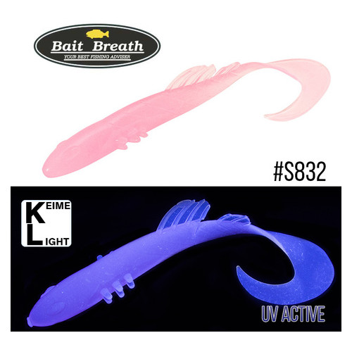 Приманка Bait Breath BeTanCo Slim Curly 3 8 шт (S832 Grow Pink / Keime light) фото №1