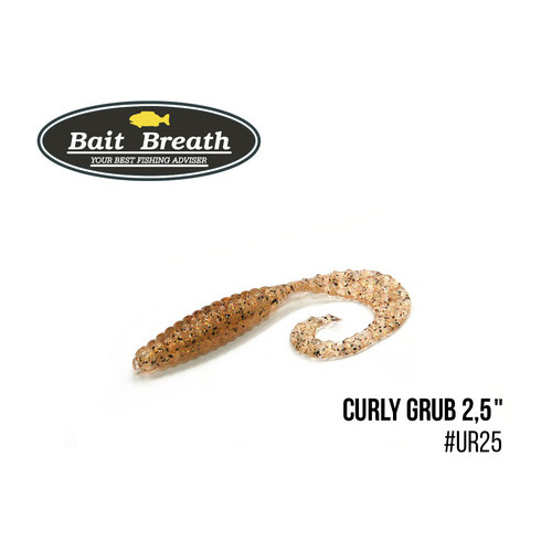 Приманка Bait Breath Curly Grub 2.5 12шт (Ur25 прозорий/золотий/помаранчевий/зернистий) фото №1
