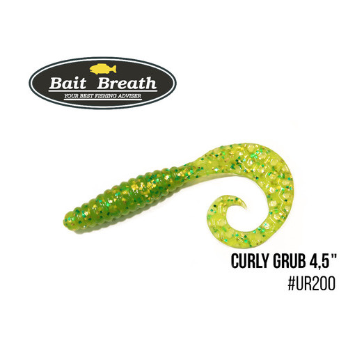 Приманка Bait Breath Curly Grub 4.5 8шт (Ur200 Chartreuse) фото №1