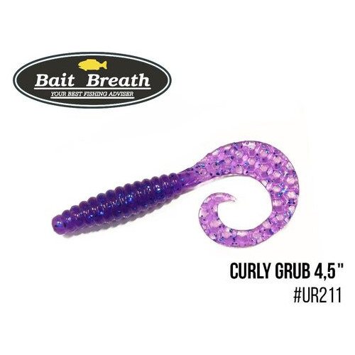 Приманка Bait Breath Curly Grub 4.5 8шт (Ur211 Electric Blue Shad) фото №1