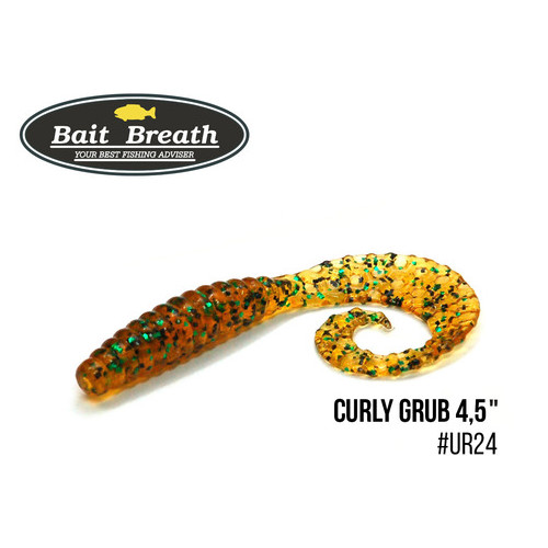 Приманка Bait Breath Curly Grub 4.5 8шт (Ur24 Гарбуз/зелене*насіння) фото №1