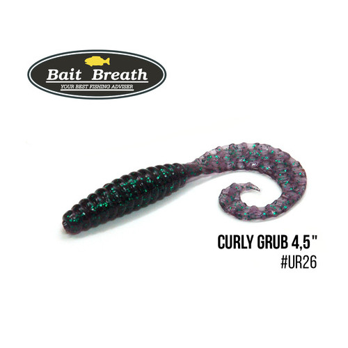 Приманка Bait Breath Curly Grub 4.5 8шт (Ur26 Junberg/green*seed) фото №1