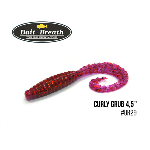 Приманка Bait Breath Curly Grub 4.5 8 шт (Ur29 Chameleon/Red?seed) фото №1