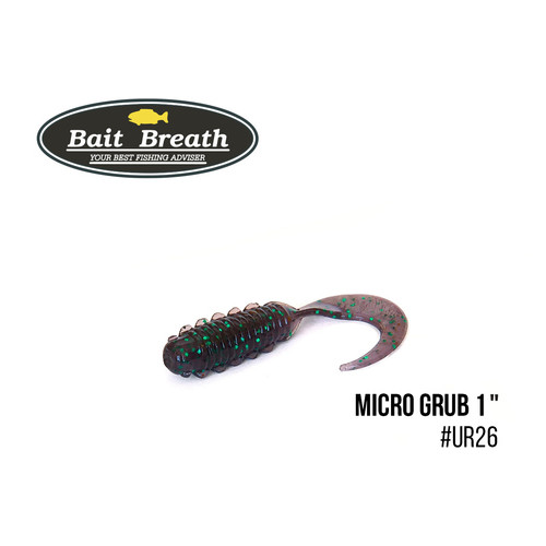 Приманка Bait Breath Micro Grub 1 15 шт (Ur26 Junebug/green*seed) фото №1