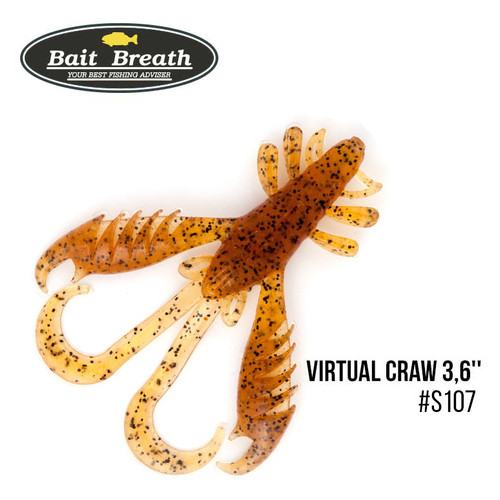 Приманка Bait Breath Virtual Craw 3,6 8 шт (S107 Pumpkin/seed) фото №1