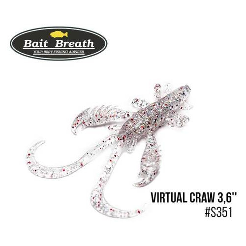 Приманка Bait Breath Virtual Craw 3.6 8шт (S351 UV Hologram Clear/Red) фото №1