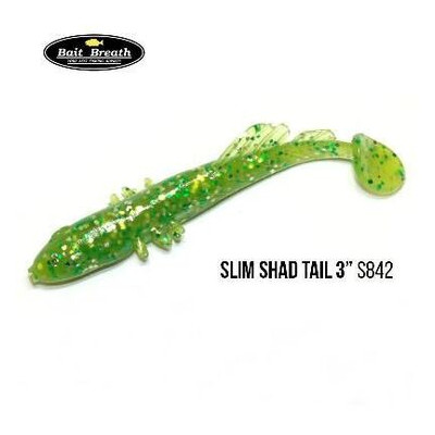 Приманка Bait Breath BeTanCo Shad Tail Slim 3 (8 шт.) (S842 Chart Silver) фото №1