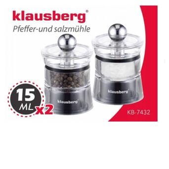 Набір млинів для перцю та солі Klausberg KB-7432 2 шт 15 мл фото №2