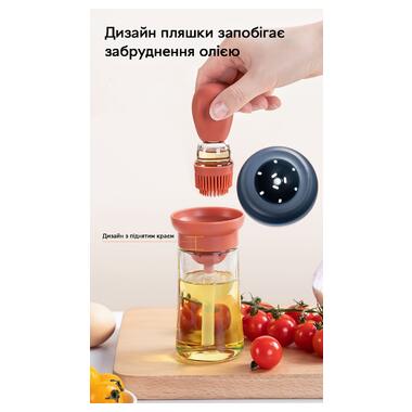Диспенсер для масла и уксуса Semi с силиконовой кистью 180 мл оранжево-зеленый фото №3