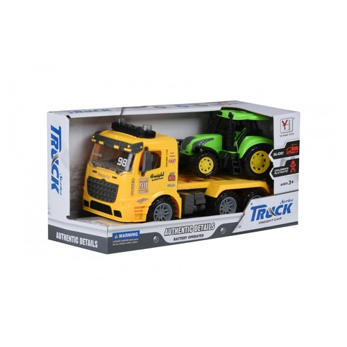 Машинка інерційна Same Toy Truck Тягач Жовтий з трактором зі світлом та звуком (98-615AUt-1) фото №4