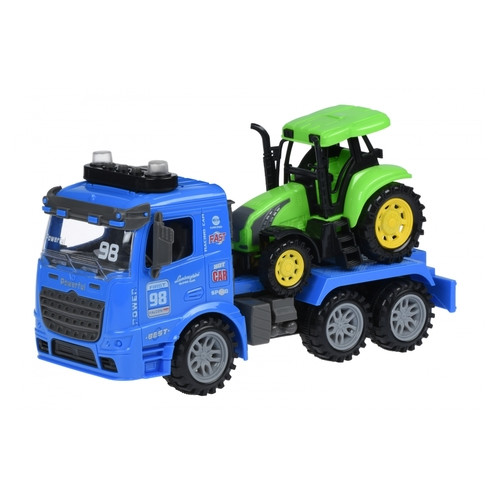 Машинка инерционная Same Toy Truck Тягач синий с трактором со светом и звуком (98-615AUt-2) фото №1