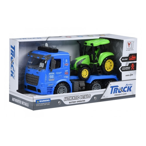 Машинка инерционная Same Toy Truck Тягач синий с трактором со светом и звуком (98-615AUt-2) фото №3