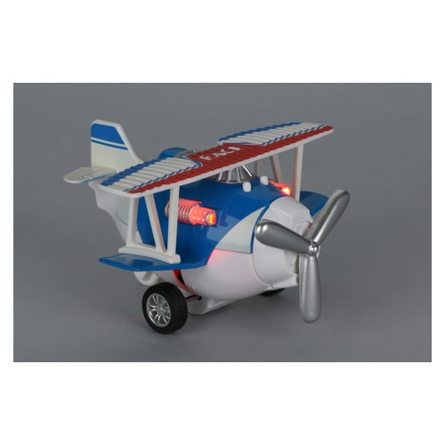 Літак металевий інерційний Same Toy Aircraft синій зі світлом та музикою (SY8012Ut-2) фото №2
