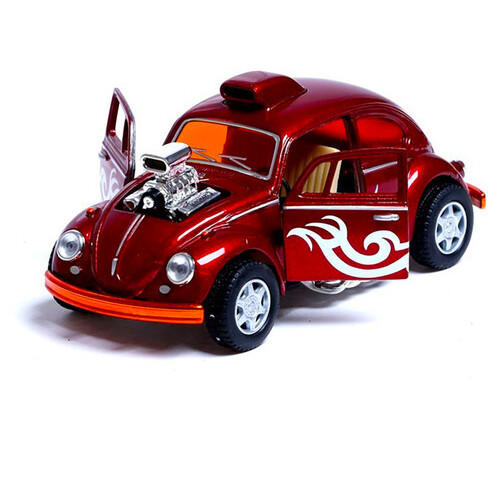 Машинка металева інерційна Kinsmart Volkswagen Beetle Custom Dragracer KT5405W 1:32 Червоний фото №1