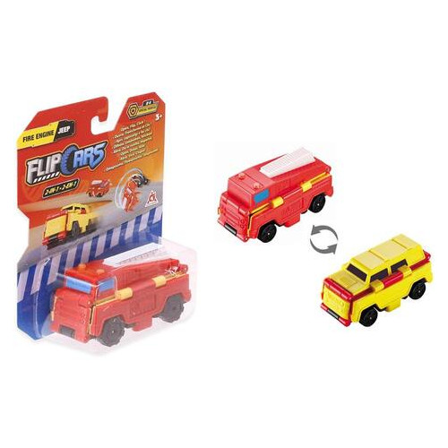Машинка-трансформер Flip Cars 2 в 1 Пожежний автомобіль та Позашляховик (EU463875-05) фото №1