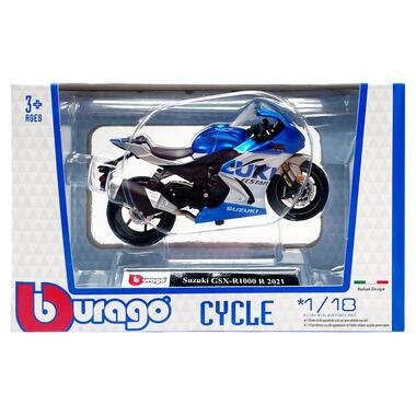 Детская модель Мотоцикла Suzuki GSX-R1000 R 2021 Bburago 18-51030-13 масштаб 1:18  фото №1