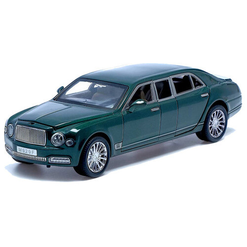 Дитяча металева машинка Bentley Mulsanne 7694 на батарейках Зелений фото №1
