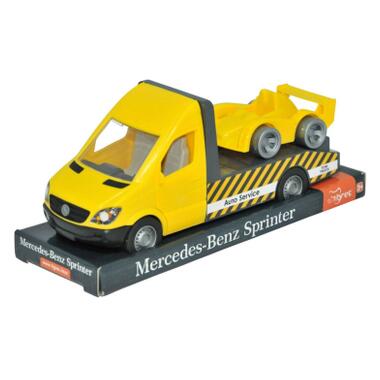 Спецтехника Tigres Mercedes-Benz Sprinter эвакуатор (желтый) на планшетке (39711) фото №1