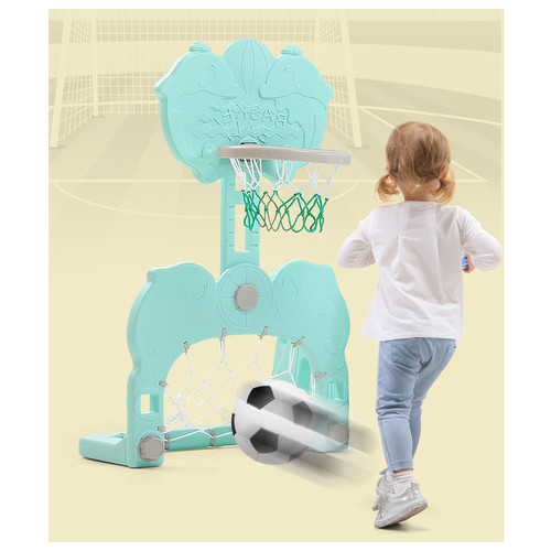 Дитяча гірка з гойдалками, баскетбольним кільцем та футбольними воротами 5в1 inSPORTline Multino - зелений (23244-1) фото №6