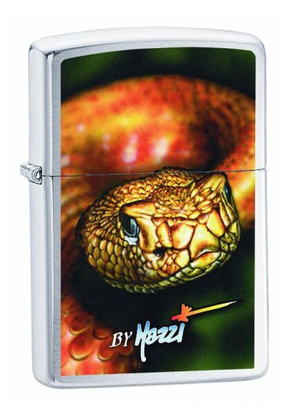 Запальничка бензинова Zippo Mazzi-Snake Срібляста матова з малюнком (24446) фото №1