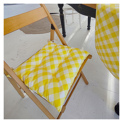 Подушка на стілець із зав'язками Біло-жовті смуги PZ_21A012 фото №1