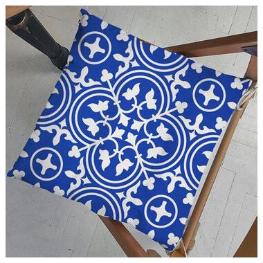 Подушка на стілець із зав'язками Орнамент на блакитному тлі PZ_23F015 фото №1