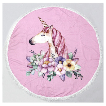 Рушник MirSon пляжний №5076 Summer Time Pink Unicorn Girl 150x150 см (2200003947847) фото №2