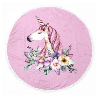 Рушник MirSon пляжний №5076 Summer Time Pink Unicorn Girl 150x150 см (2200003947847) фото №1