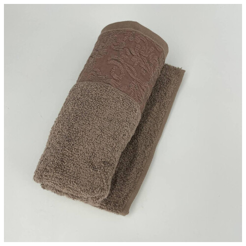 Рушник для обличчя махровий Febo Vip Cotton Botan Туреччина 6397 коричневий 50х90 см фото №3