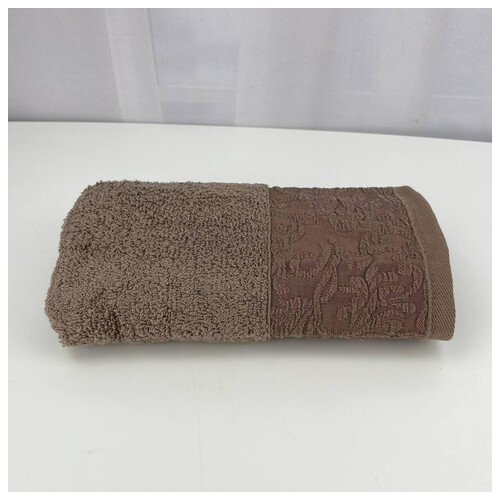 Рушник для обличчя махровий Febo Vip Cotton Botan Туреччина 6397 коричневий 50х90 см фото №4