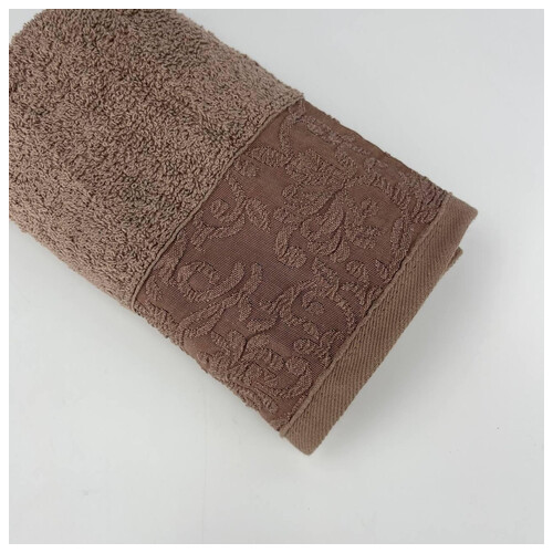 Рушник для обличчя махровий Febo Vip Cotton Botan Туреччина 6397 коричневий 50х90 см фото №6