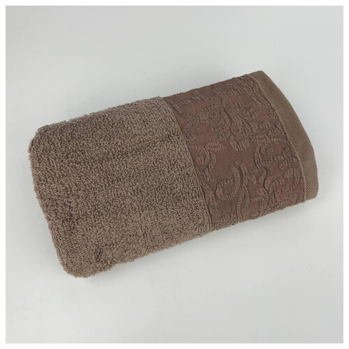 Рушник для обличчя махровий Febo Vip Cotton Botan Туреччина 6397 коричневий 50х90 см фото №5