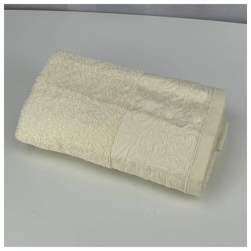 Рушник для обличчя махровий Febo Vip Cotton Botan Туреччина 6399 молочний 50х90 см фото №6