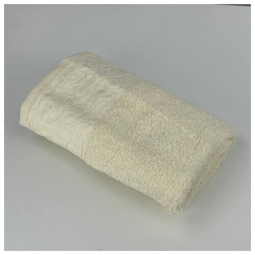 Рушник для обличчя махровий Febo Vip Cotton Botan Туреччина 6399 молочний 50х90 см фото №5