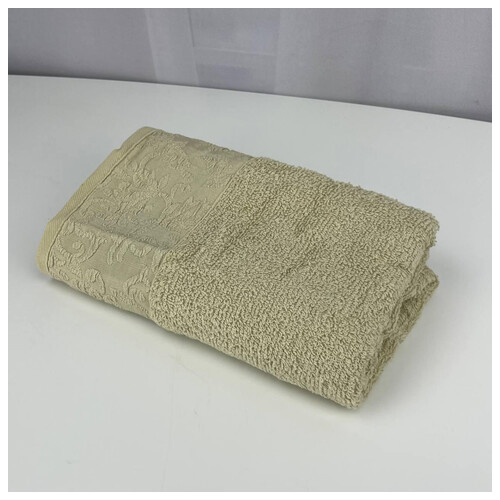 Рушник для обличчя махровий Febo Vip Cotton Botan Туреччина 6401 бежевий 50х90 см фото №3