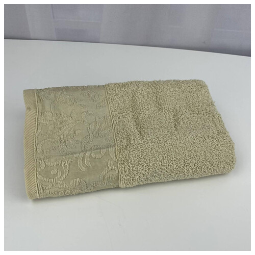 Рушник для обличчя махровий Febo Vip Cotton Botan Туреччина 6401 бежевий 50х90 см фото №2