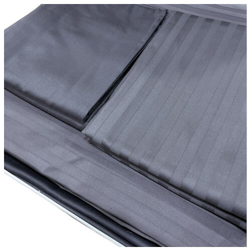 Комплект постільної білизни Євро ТАС Premium Basic Stripe антрацит фото №4