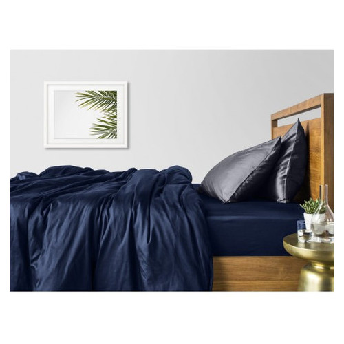 Комплект евро взрослого постельного белья Cosas сатин DARK BLUE GREY-P (4822054065776) фото №2