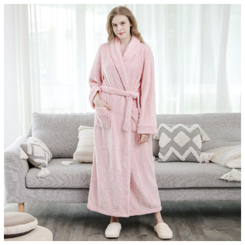 Халат жіночий плюшевий довгий RoseRoom XL рожевий фото №8