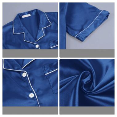 Атласна піжама костюм із шортами Шовкові обійми JULYS SONG розмір 3XL 50 синій фото №5