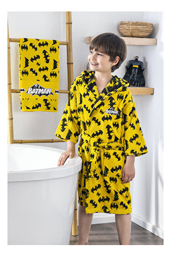 Набор халат с полотенцем Ozdilek Batman 5-6 лет желтый (8697353478178) фото №1
