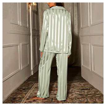 Атласна піжама костюм у смужку Едем JULYS SONG розмір XXL 50 оливковий фото №3