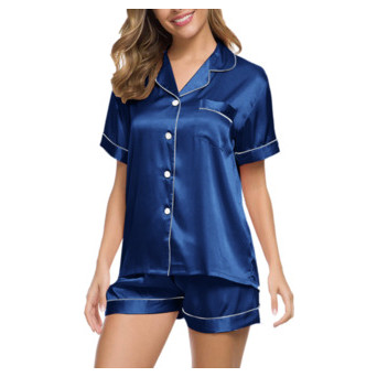 Атласна піжама костюм із шортами Шовкові обійми JULYS SONG розмір L 46 синій фото №5